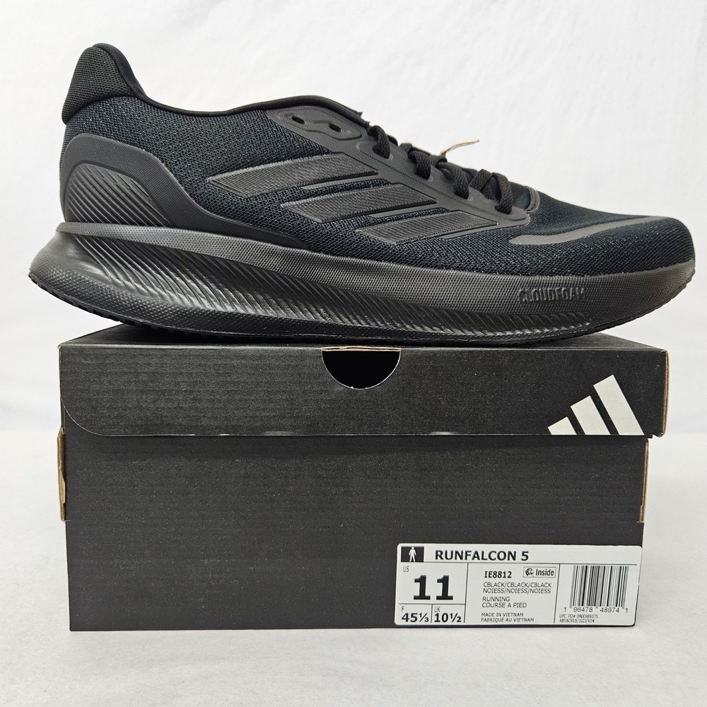 Adidas RunFalcon 5 Running Shoes IE8812 Triple Black Men's Size 11